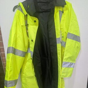 High-Vis Waterproof Lime/Black Reversible 48" Raincoat